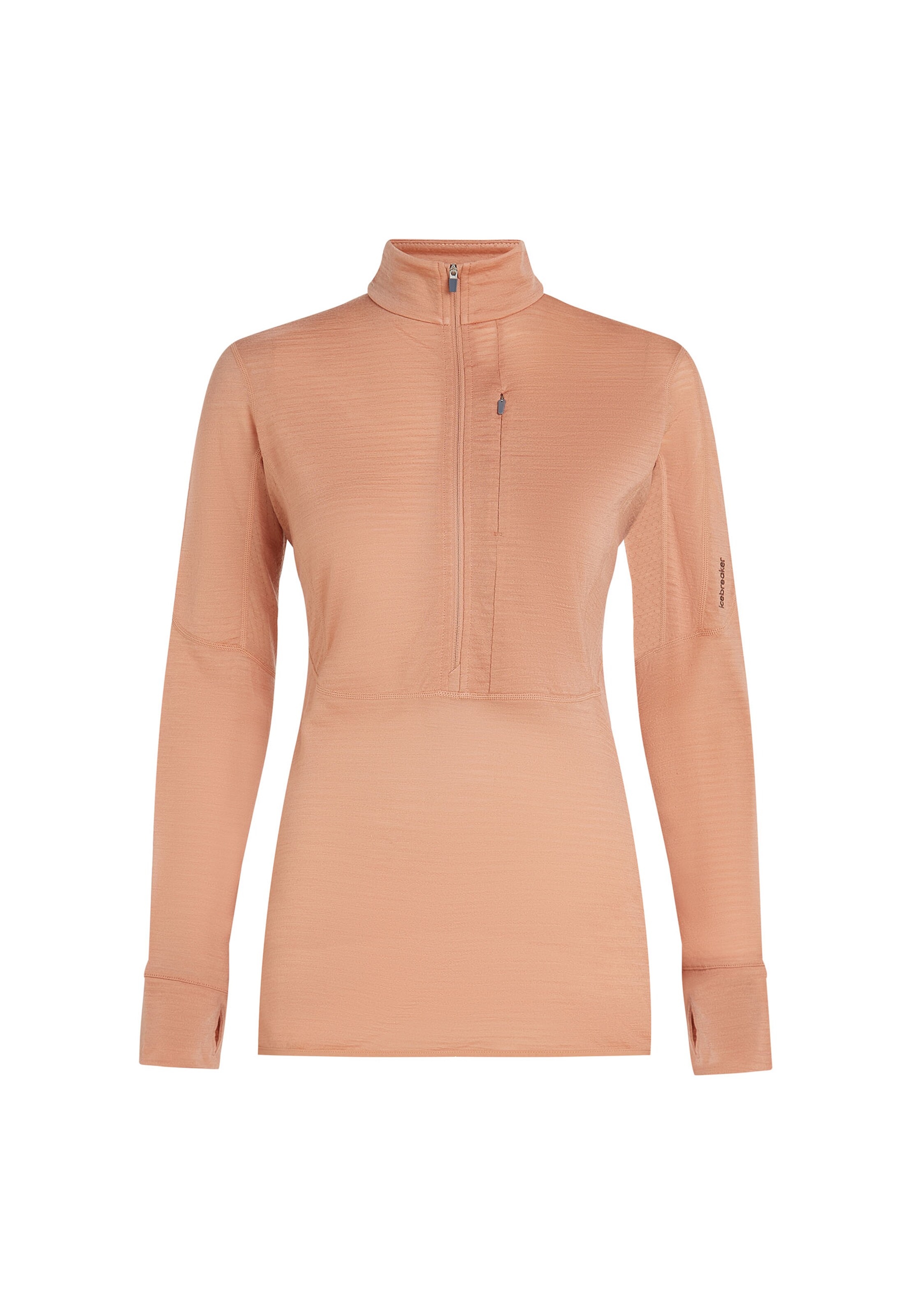 ICEBREAKER Sweatshirt 'W Mer 200 Realfleece Descender LS Half Z' in Zwart: voorkant