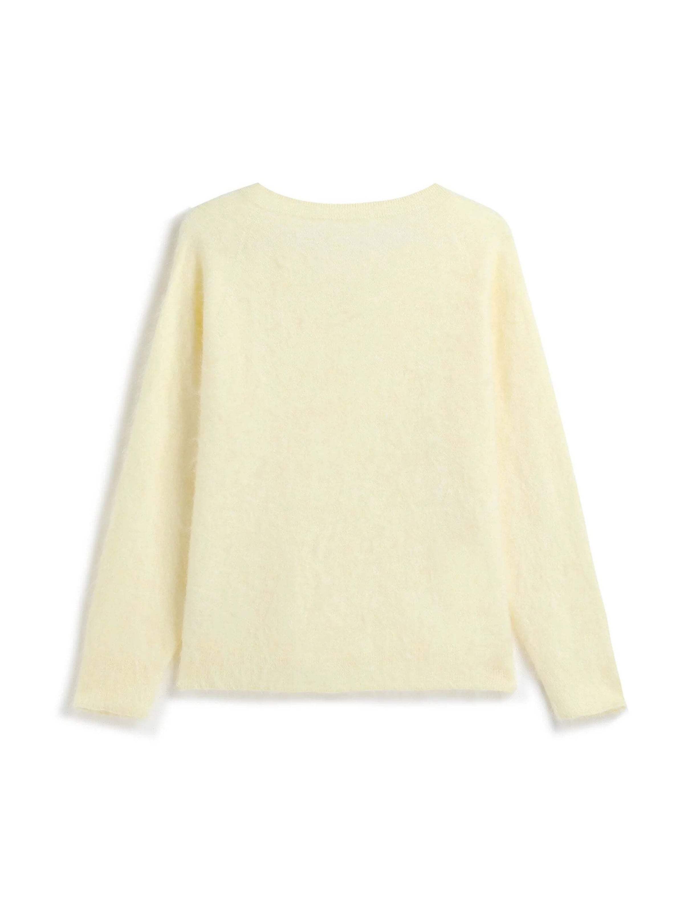 BELLEMERE NEW YORK Pullover 'Pullover aus gebürsteter Seide und Kaschmir mit V-Ausschnitt'‌‌‌‌‌ in Gelb