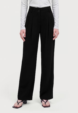 Only Tall Wide leg Bandplooibroek 'ONLEVI' in Zwart: voorkant