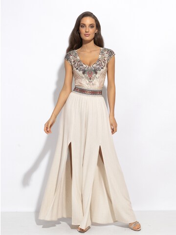 JIORO Wide leg Broek 'ESSENTIALS' in Beige