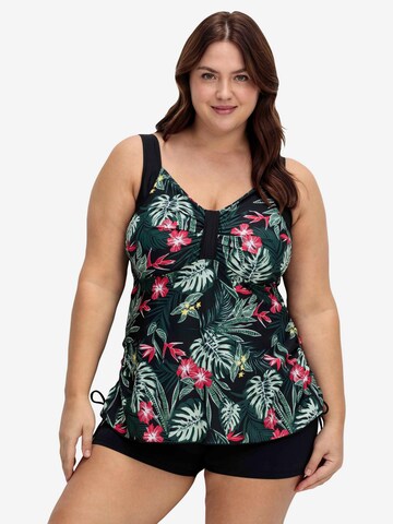 SHEEGO - Top de tankini em preto: frente