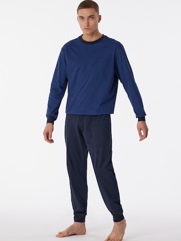SCHIESSER Pyjama lang ' Comfort Essentials ' in Blauw: voorkant