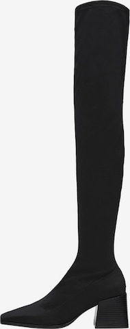 MANGO Over the Knee Boots in Black: front