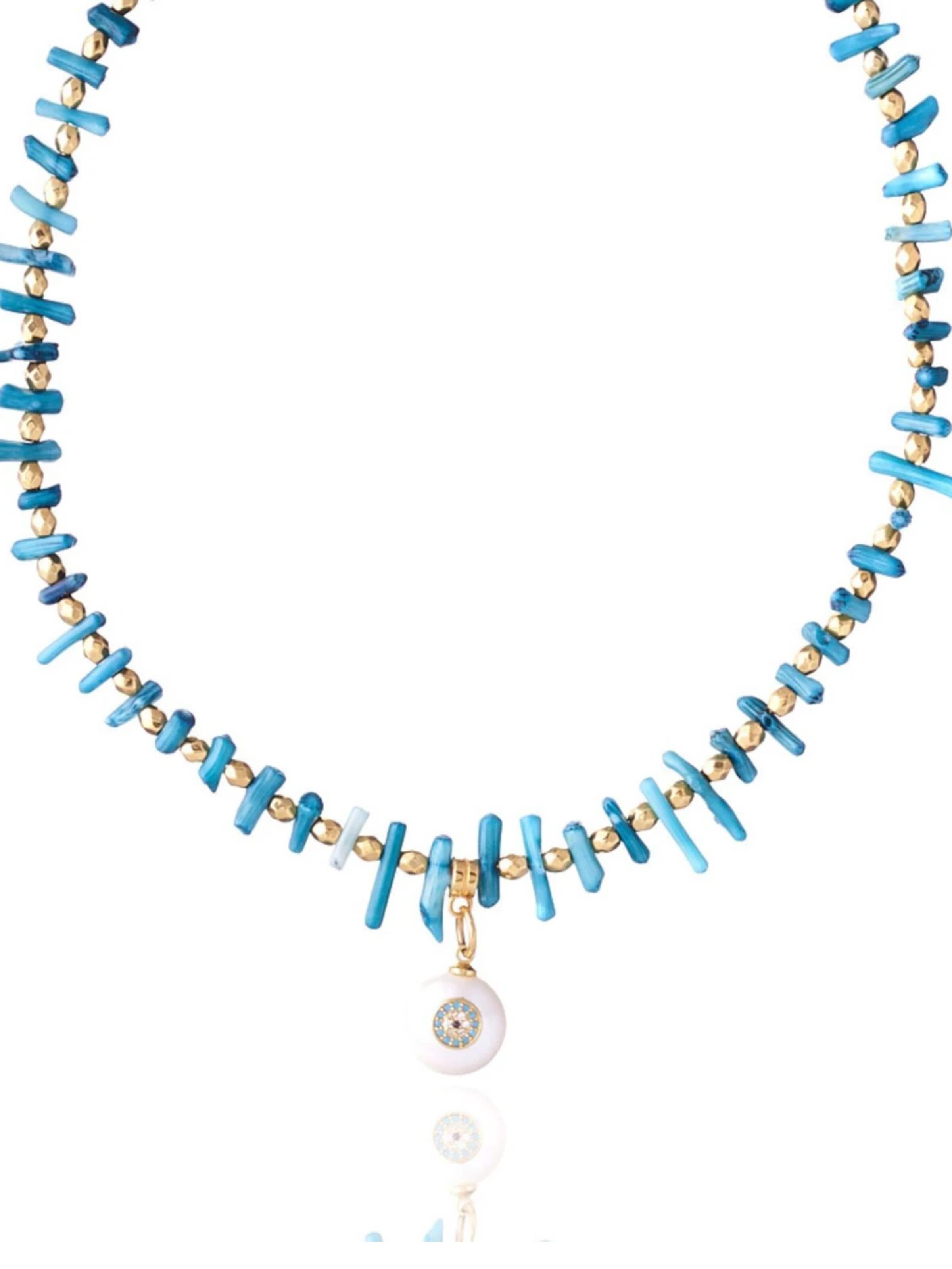 THE GEM STORIES JEWELRY Αλυσίδα 'Turquoise Branch Necklace with Eye Element' σε μπλε