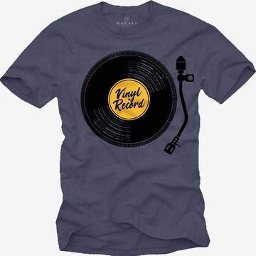 MAKAYA Shirt 'V-Record' in Blue: front