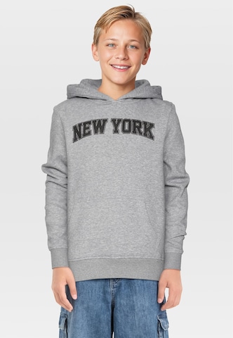 Urban Classics Sweatshirt 'Los Angeles & New York' in Grau: Vorderseite