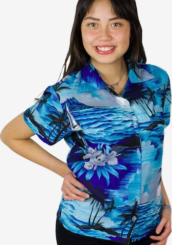King Kameha Bluse 'Surf' in Blau: Vorderseite