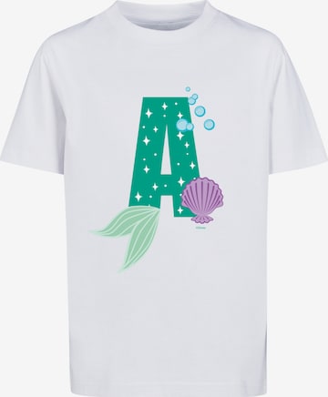 Maglietta 'Disney Alphabet A Is For Ariel' di F4NT4STIC in bianco: frontale