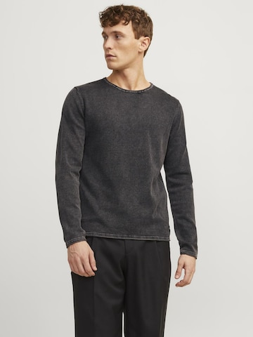 JACK & JONES Regular fit Пуловер 'JJLeo' в черно: отпред