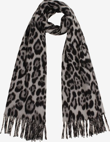 SAMAYA Superweicher, fließend fallender Webschal 'Nosany' mit einem wunderschönen Animalprint in Schwarz: Vorderseite