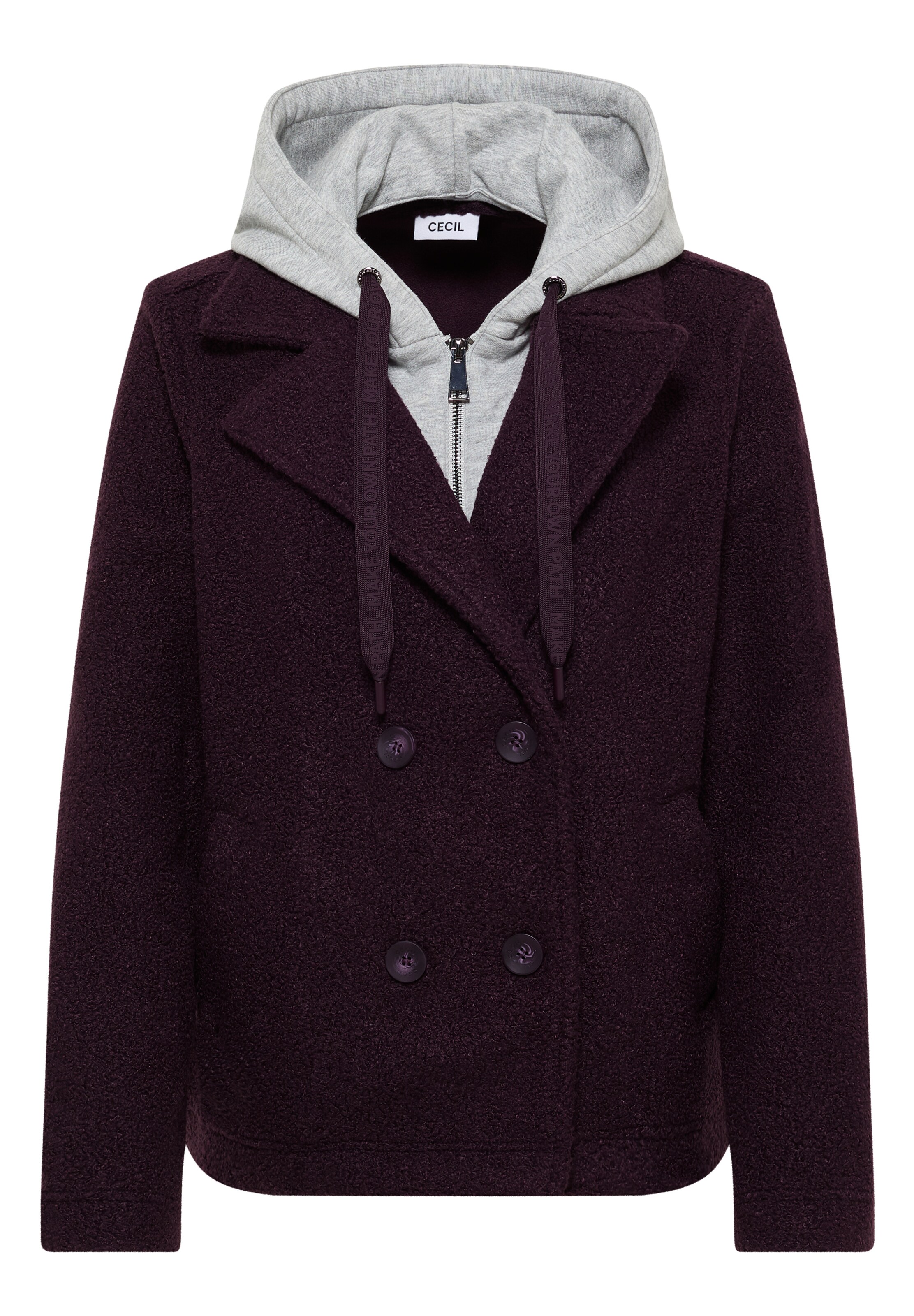 CECIL Between-Seasons Coat in Brown: front