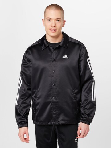 ADIDAS SPORTSWEAR Sports jacket 'Satin es' in Black: front