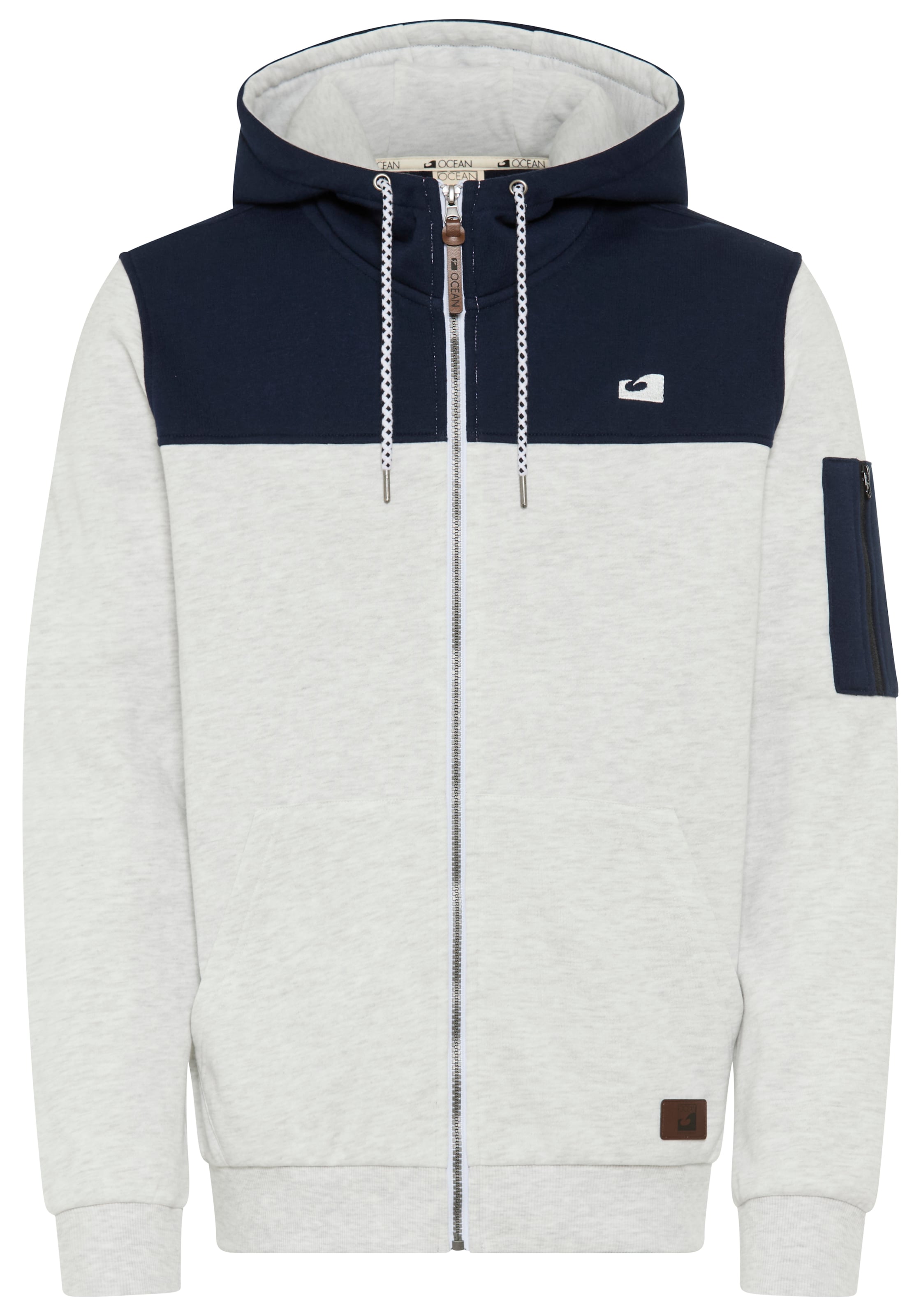 OCEAN SPORTSWEAR Zip-Up Hoodie in White: front