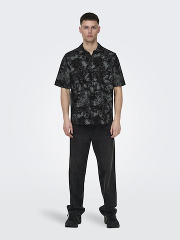 Only & Sons Comfort fit Button Up Shirt in Black