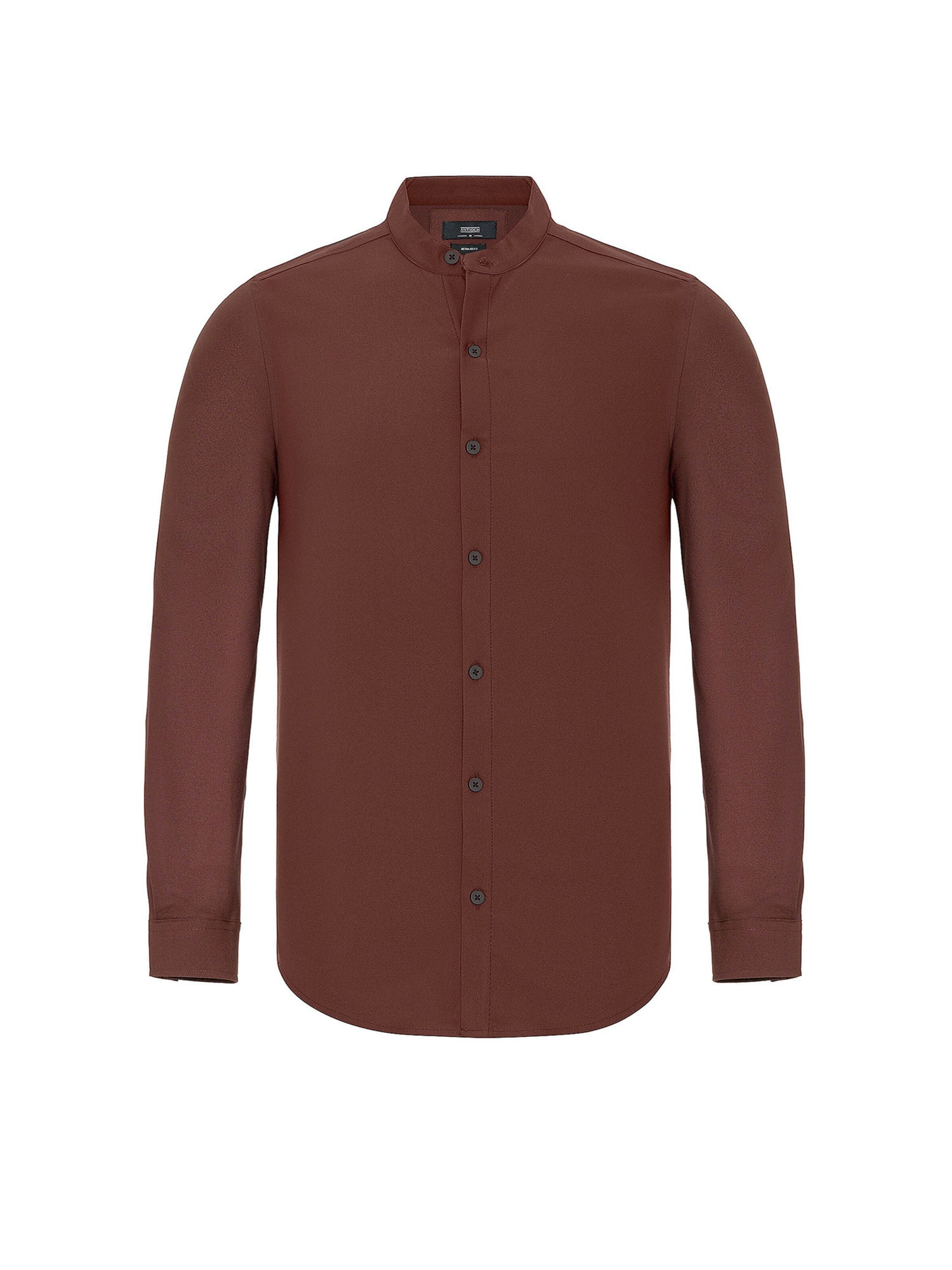 Antioch Regular fit Риза в кафяво: отпред