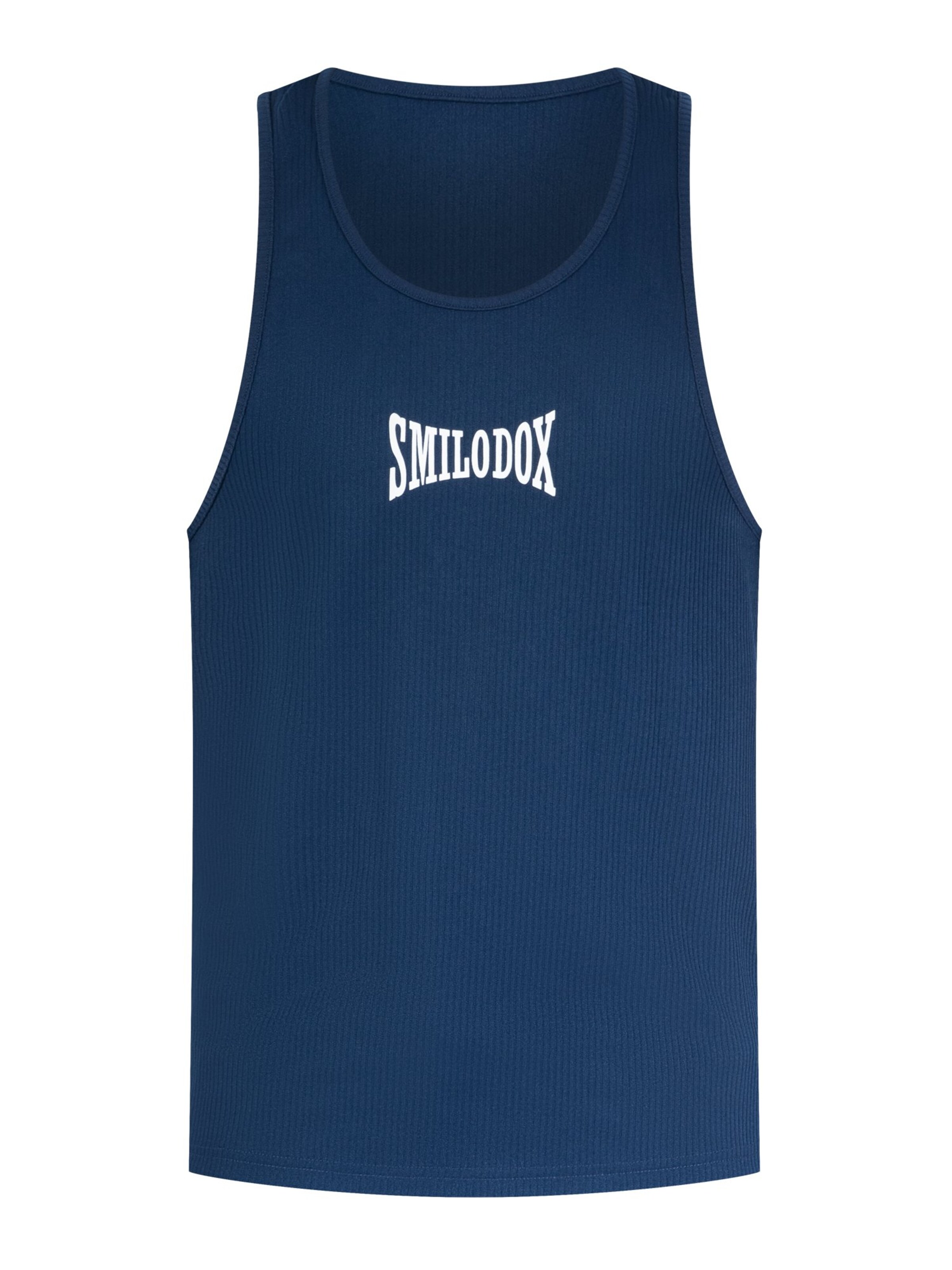 Smilodox Stringer Top ' Classic Ripp ' in Blau: Vorderseite