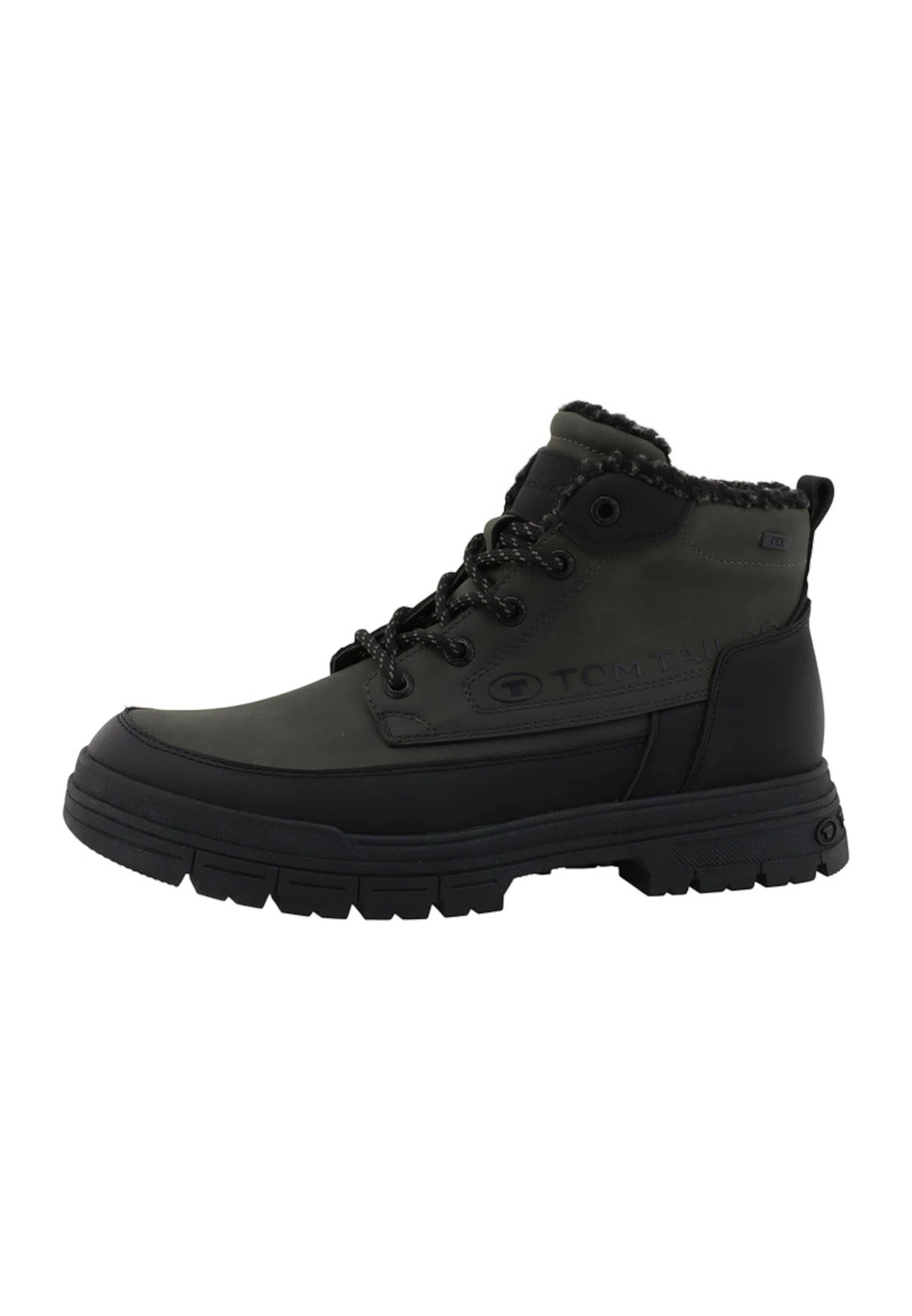 TOM TAILOR Lace-Up Boots in Green: front