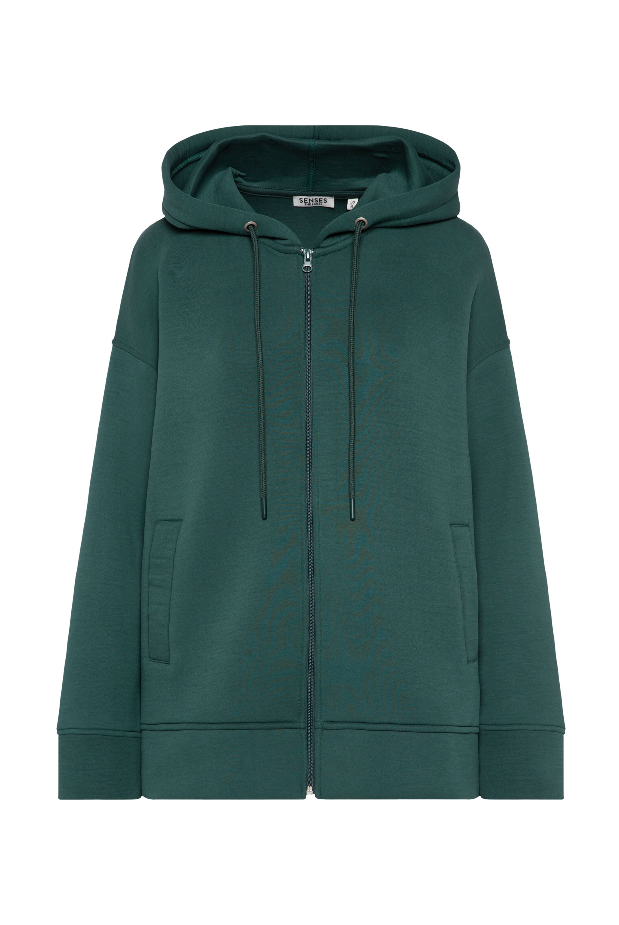 SENSES.THE LABEL Zip-Up Hoodie in Green: front