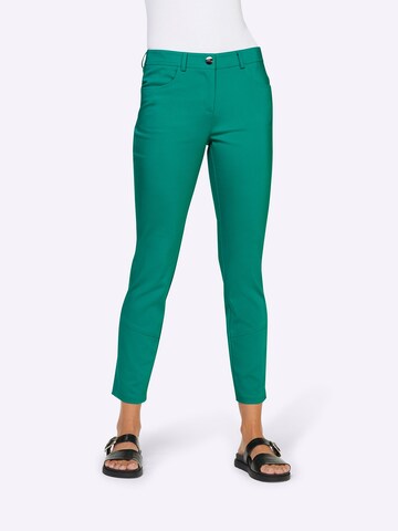 heine Slimfit Broek in Groen: voorkant