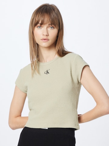 T-shirt Calvin Klein Jeans en beige : devant