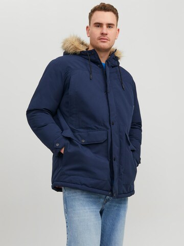 Parka d’hiver 'Winner' Jack & Jones Plus en bleu : devant