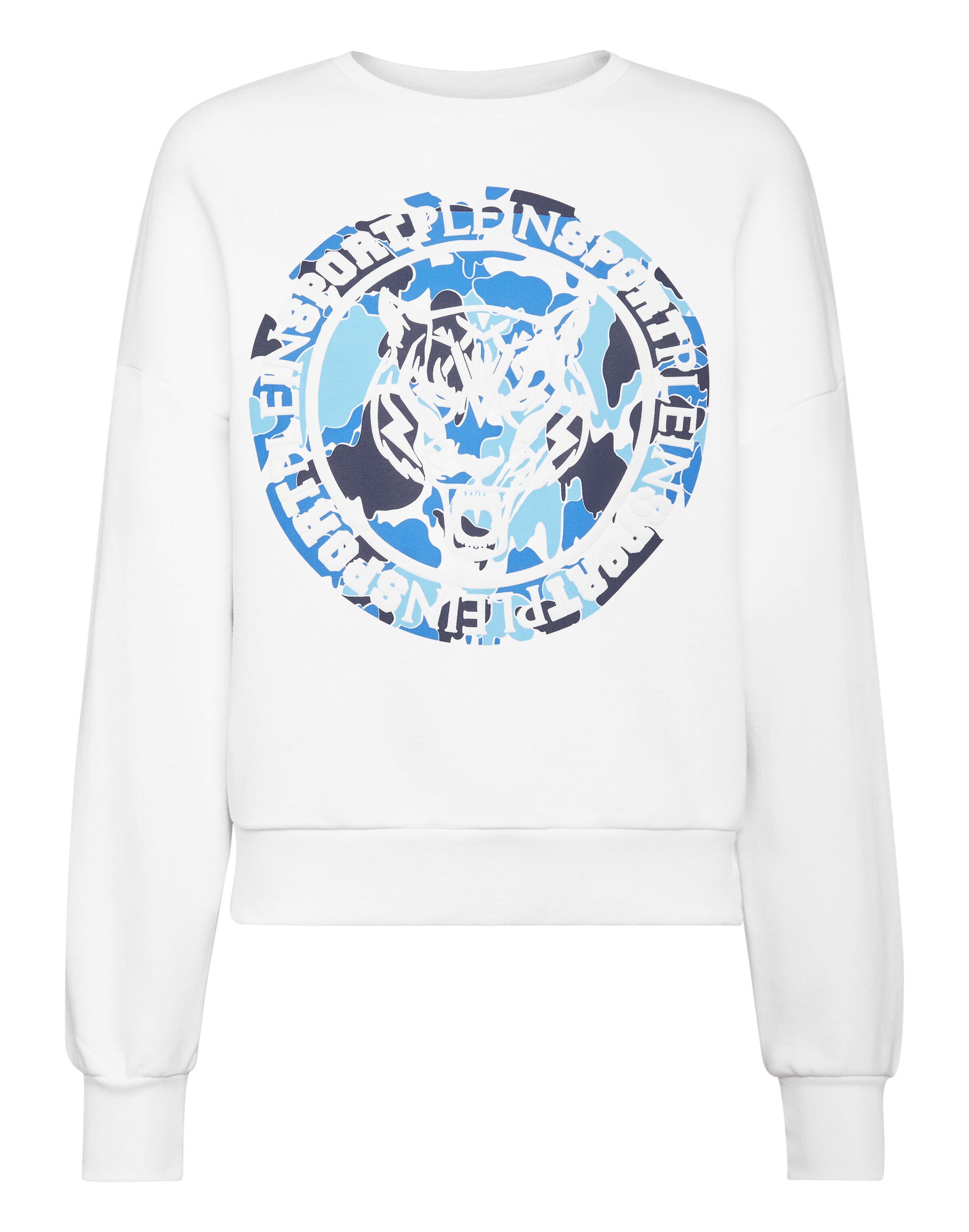 Plein Sport Sweatshirt 'Carbon Tiger' in blau / kobaltblau / dunkelblau / weiß, Produktansicht