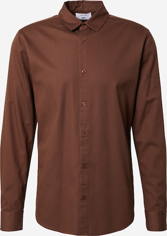 DAN FOX APPAREL Business shirt 'Paul' in Brown: front