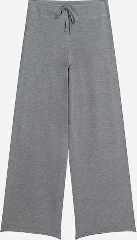 BershkaWide Leg/ Široke nogavice Hlače - siva boja: prednji dio