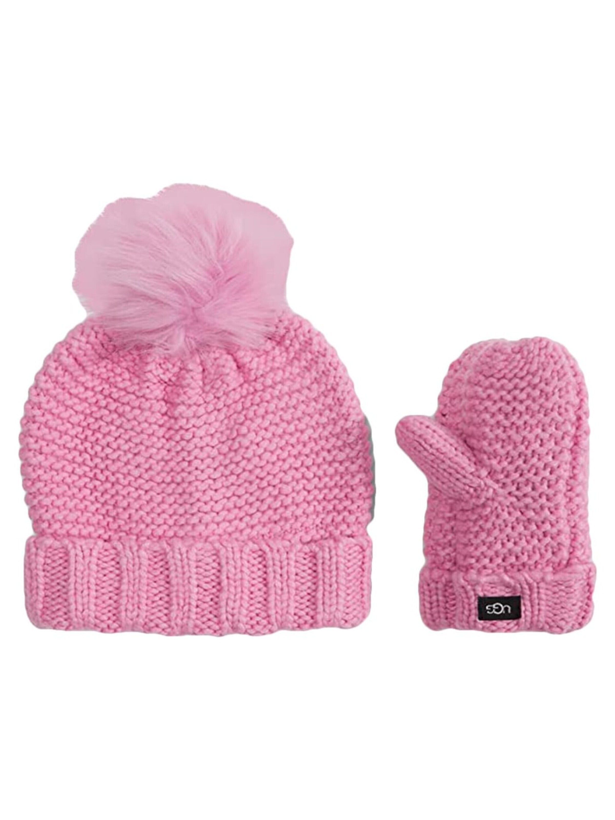 UGG Beanie 'Infant Knit Set Rose Quartz Hat and Gloves' in Pink: front