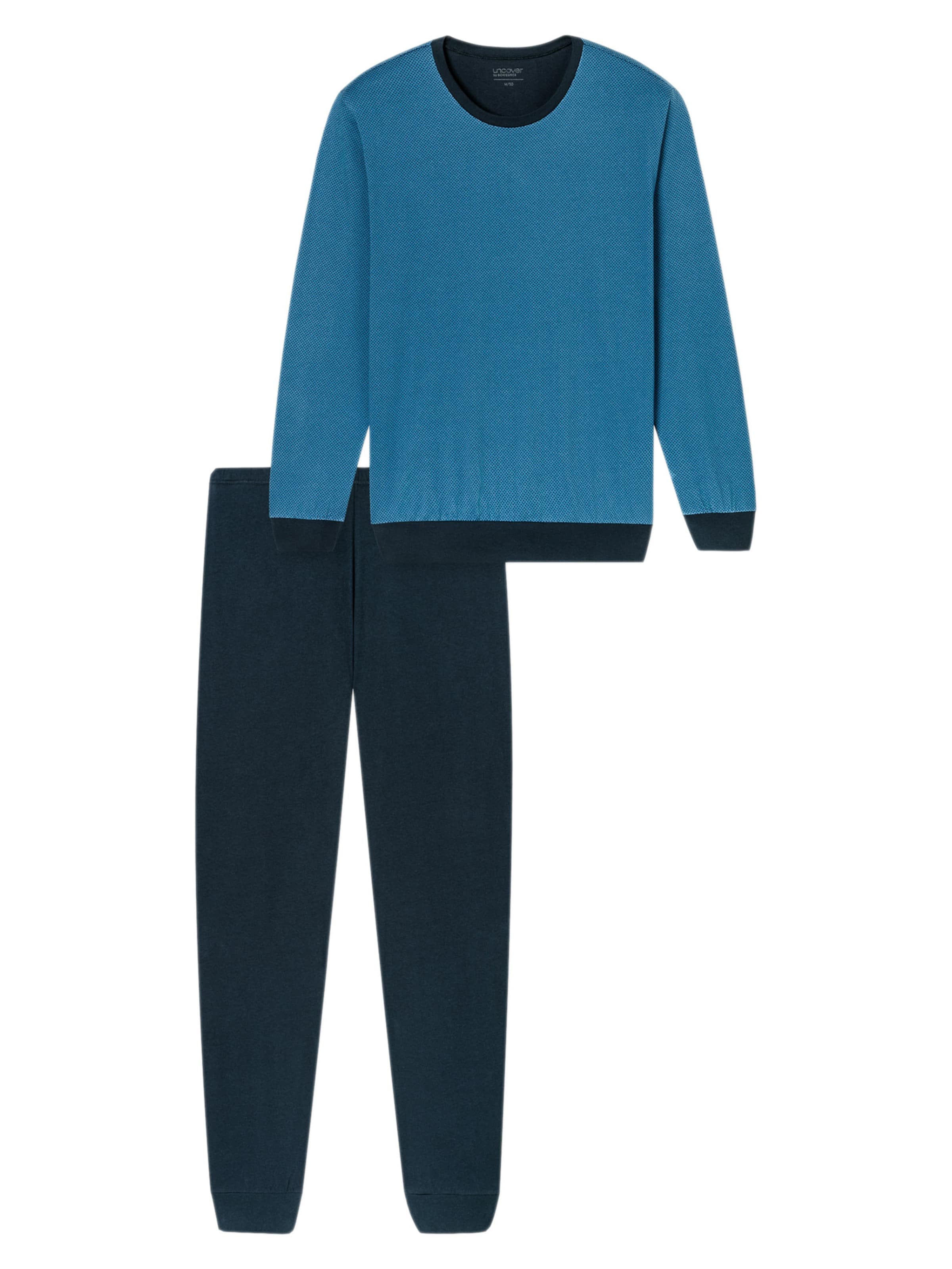 uncover by SCHIESSER Pyjama lang 'Basic' in Blauw: voorkant