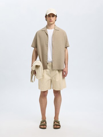 SELECTED HOMME Comfort Fit Πουκάμισο 'SLHAce' σε μπεζ