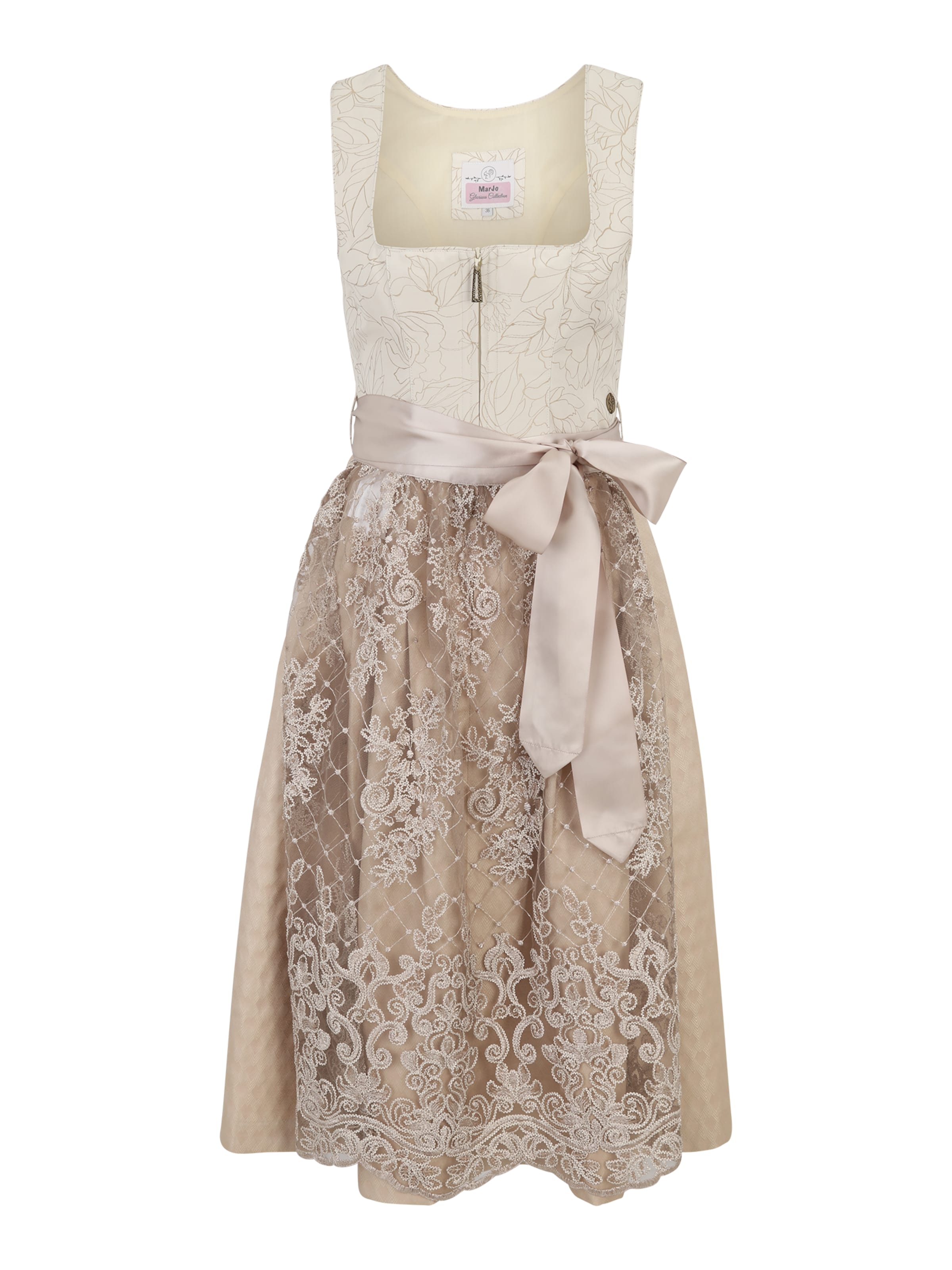 MARJO Dirndl 'GY-9-Schwindegg' i beige: forside