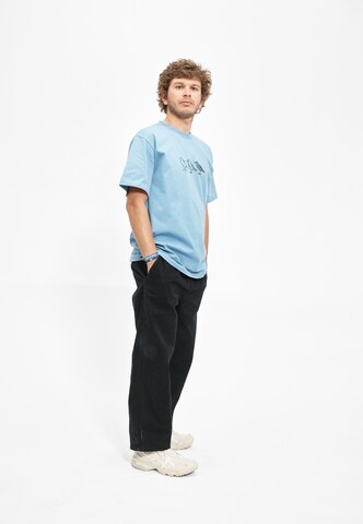 Cleptomanicx Shirt 'Classic Tee Scribble Gull' in Blue