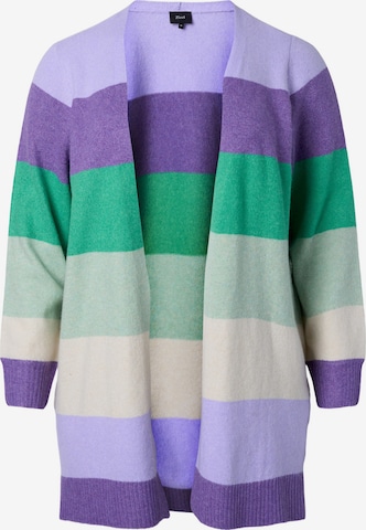 Zizzi Knit Cardigan 'MSUNNY STRIPE' in Mixed colors: front