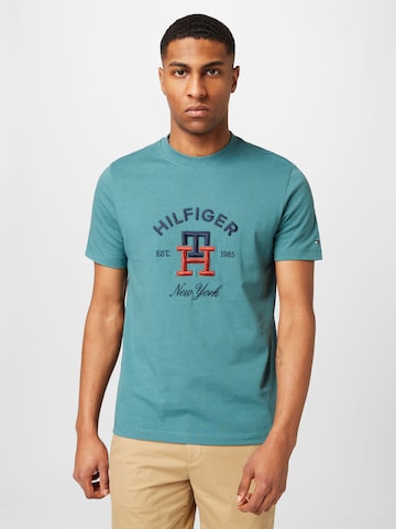 T-Shirt TOMMY HILFIGER en vert : devant