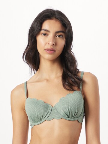 T-shirt Top per bikini 'Scallop' di Hunkemöller in verde: frontale