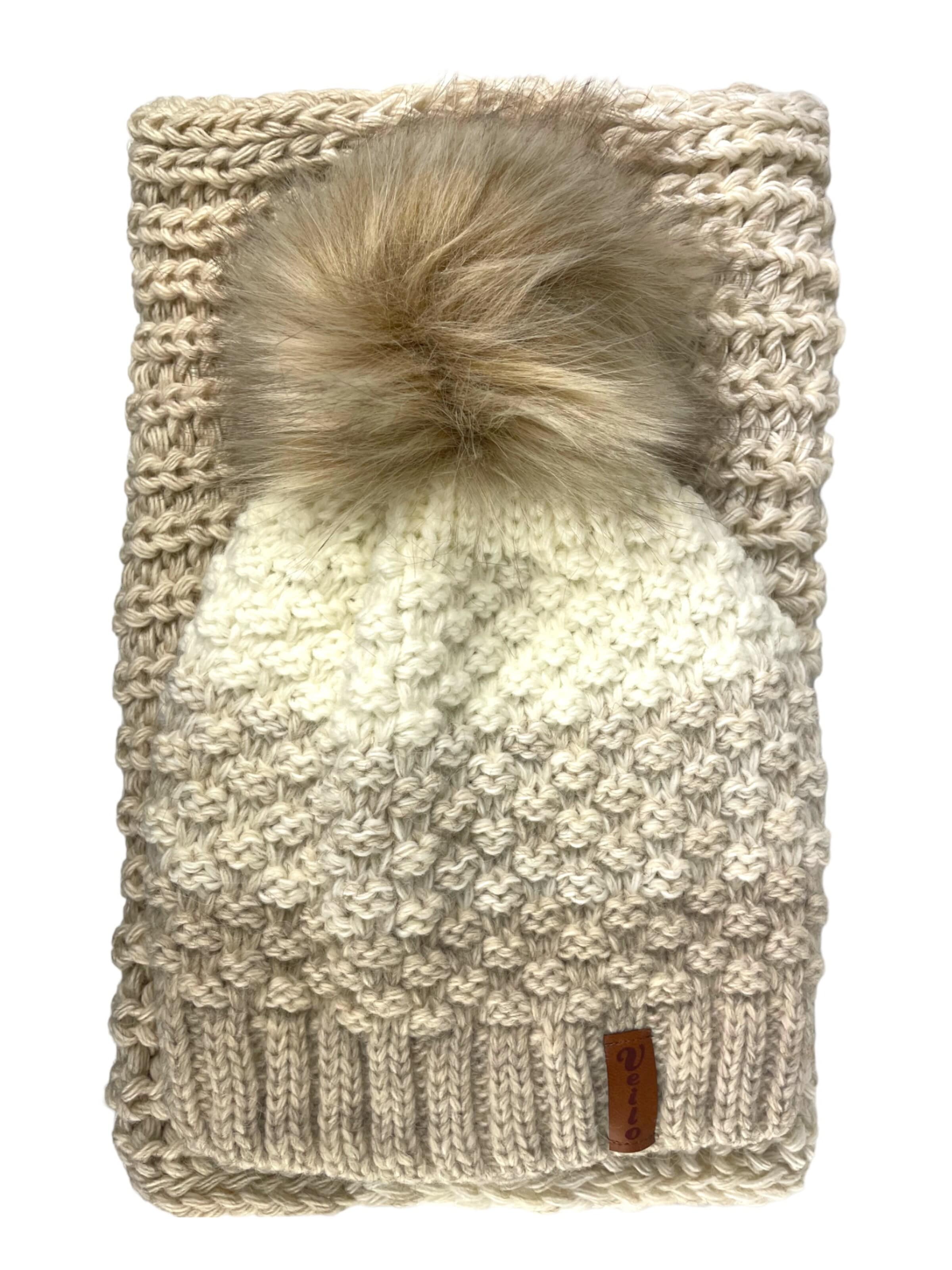 Kumixi Mössa 'Set: Mütze & Loop Schal' i beige: framsida