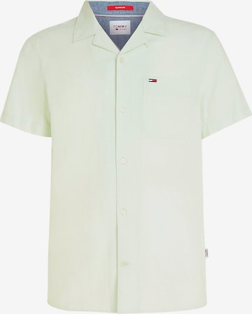 Tommy Jeans Button Up Shirt in Green: front