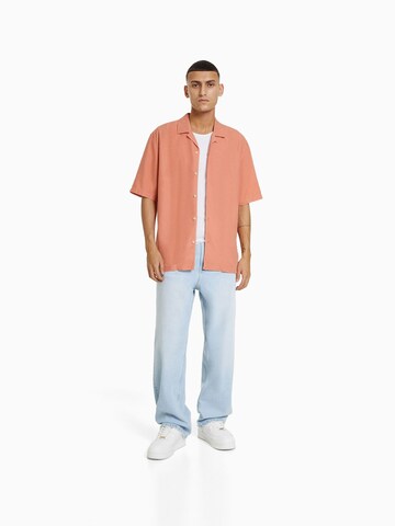 Bershka Comfort fit Button Up Shirt in Orange