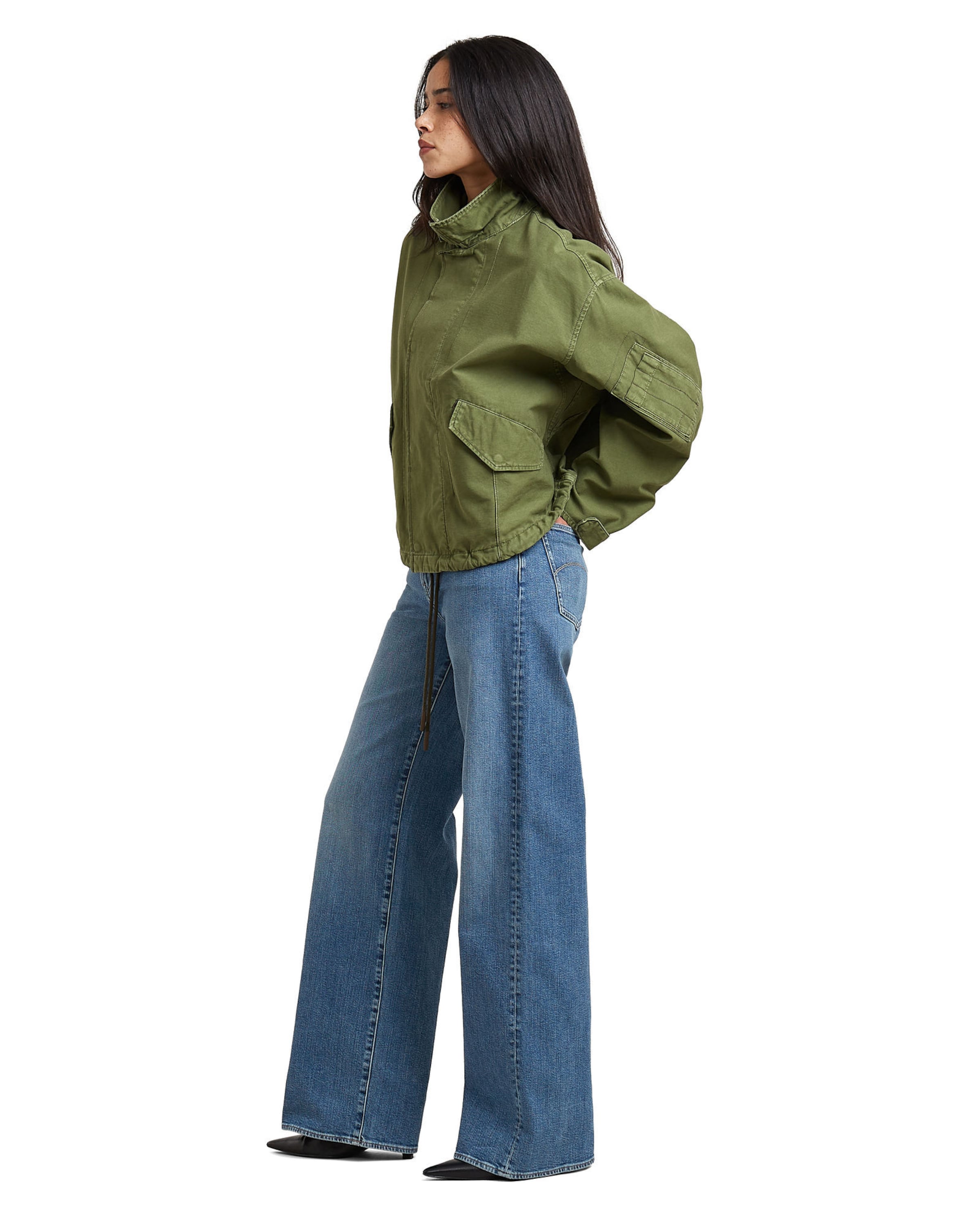 G-STAR Jacket - 'Oversized Cropped Jacket' in Grün