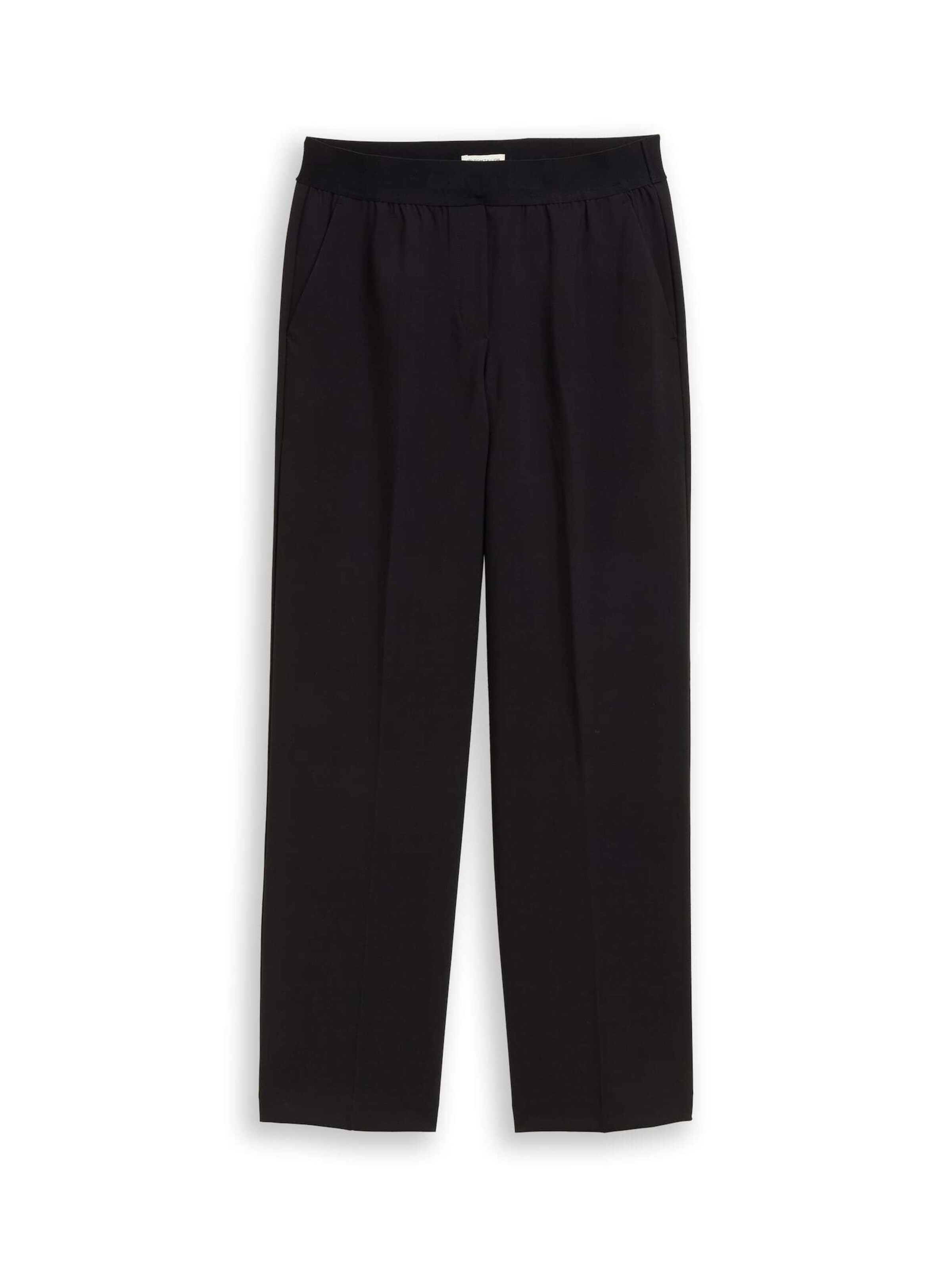 TOM TAILOR Wide leg Trousers with creases in Black: front