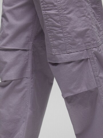 Pull&Bear Zvonové kalhoty Kapsáče – fialová