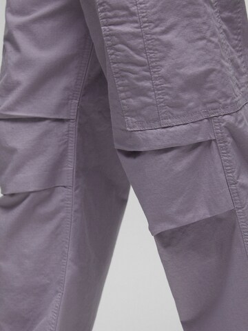 Pull&Bear Wide leg Cargo trousers in Purple