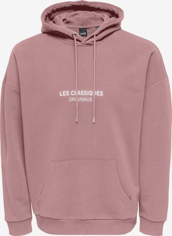 Only & Sons Big & Tall Μπλούζα φούτερ 'Les Classiques' σε λιλά: μπροστά