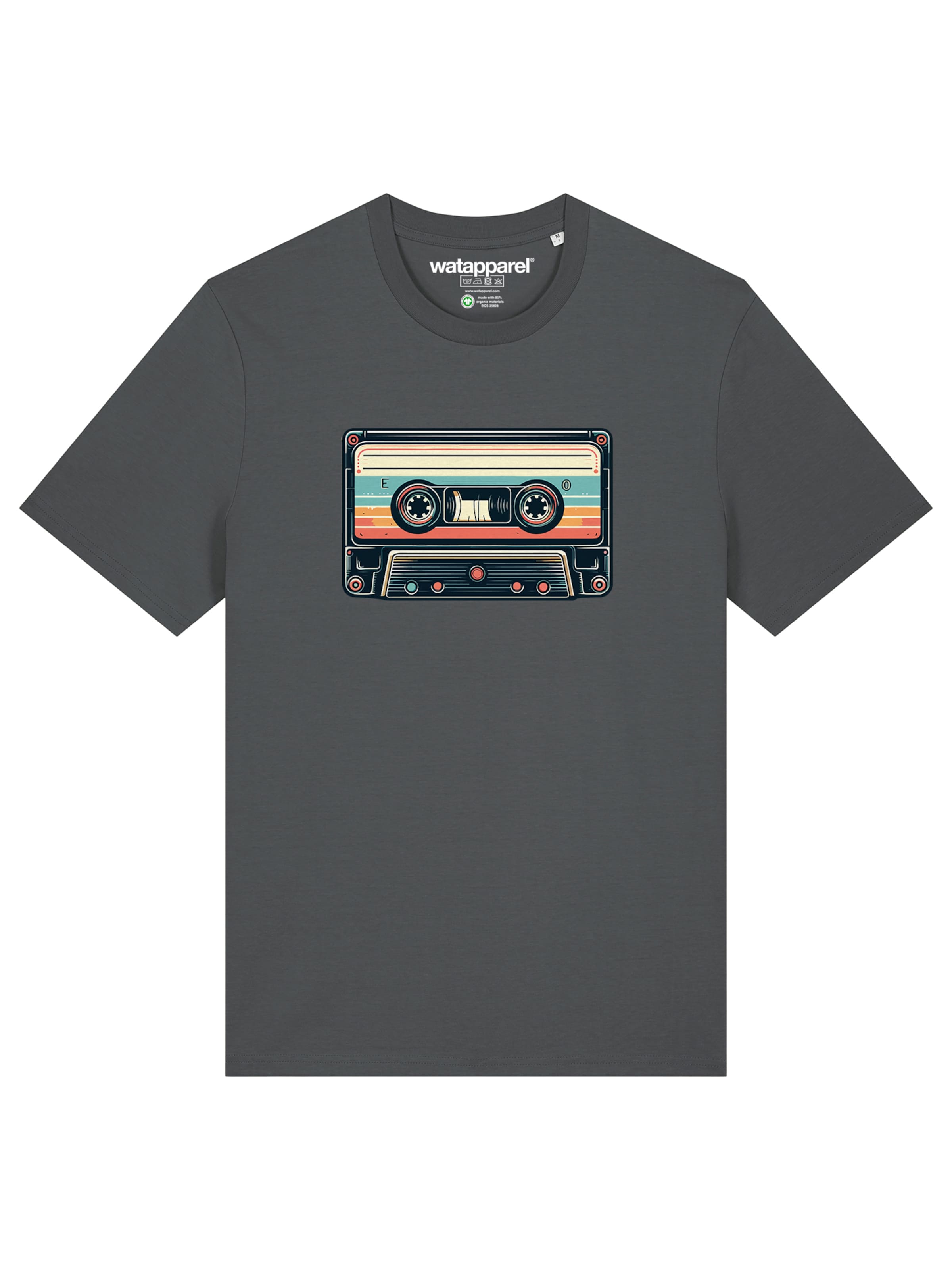 T-Shirt 'Retro Kassette' Watapparel en gris : devant