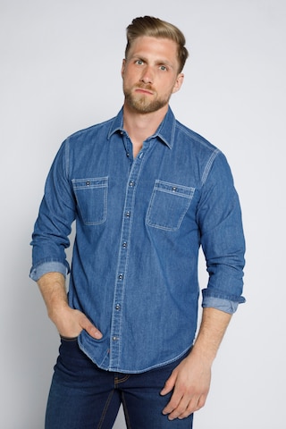 STHUGE Regular fit Button Up Shirt in Blue: front