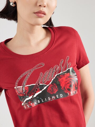 GUESS Футболка 'ROSES' в Красный