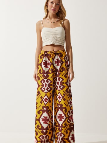 Happiness İstanbul Široke hlačnice Hlače | rumena barva