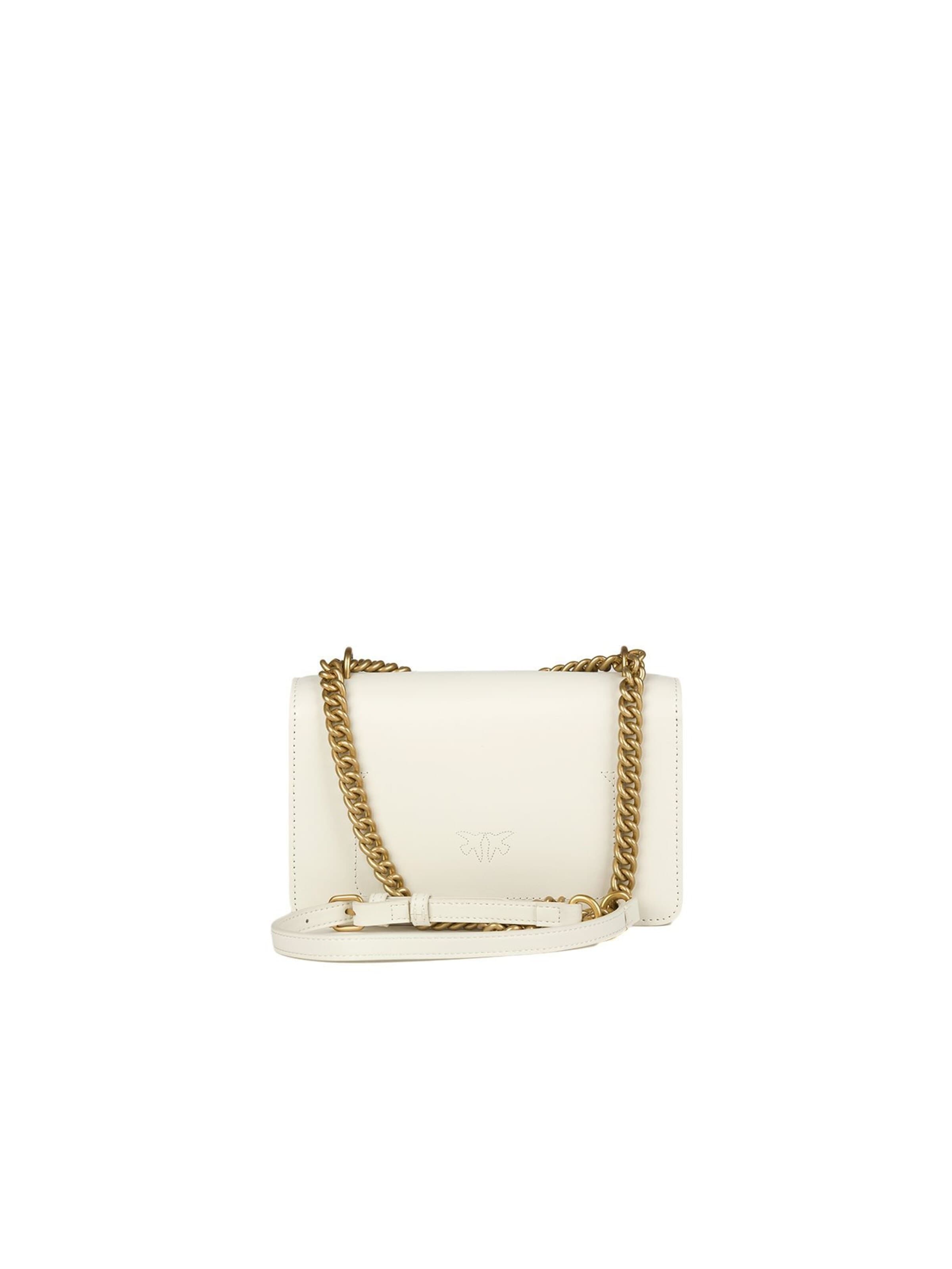 PINKO - Bolso de hombro 'Love One Mini Dc Vitello Seta' en blanco
