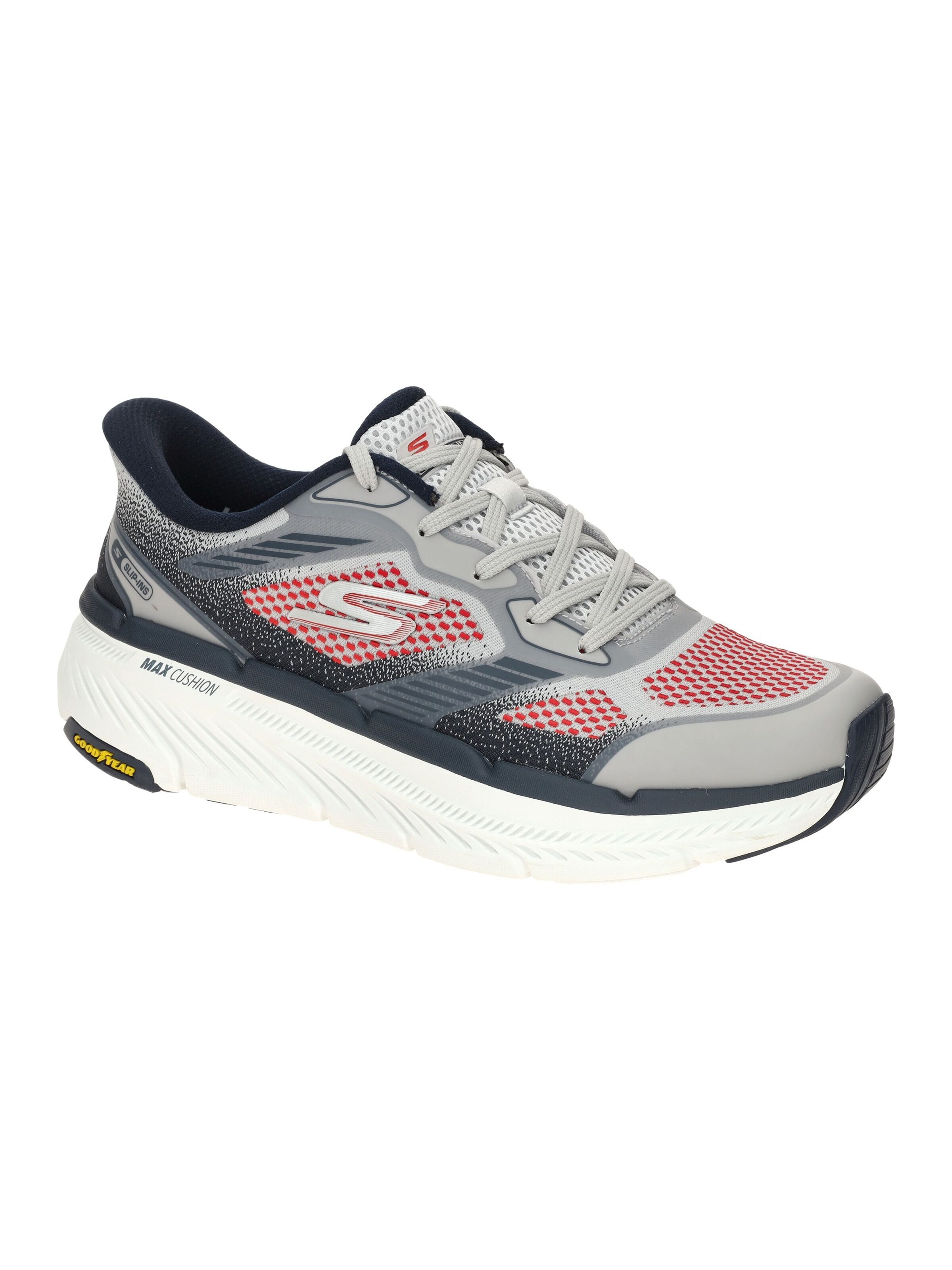 SKECHERS Athletic Lace-Up Shoes 'Skechers MAX CUSHIONING Premier Schuhe grau rot Sport Slip-Ins' in Grey: front